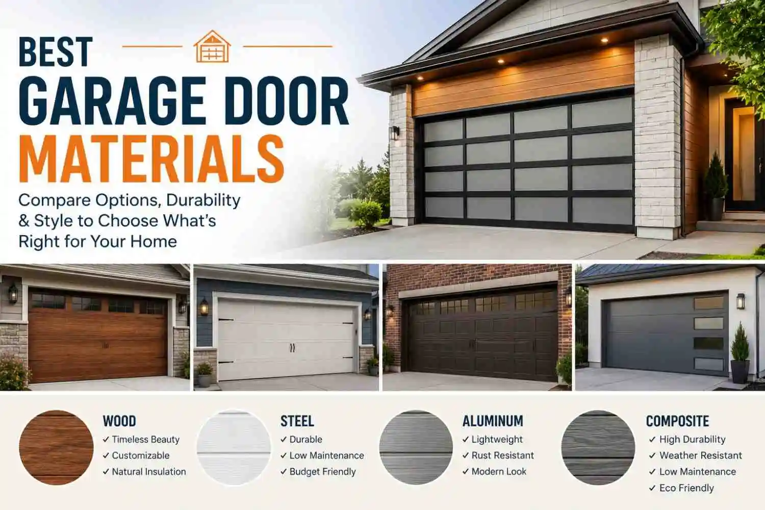 Best Garage Door Materials for Durability and Curb Appeal in 2026